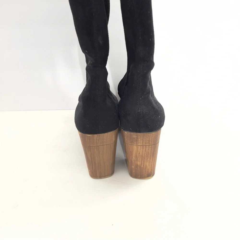 ASOS Black Faux Suede Knee High Platform Boots | 3” Block Heel | Women’s Size 11